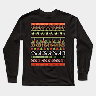Ugly Christmas Sweater Pattern Long Sleeve T-Shirt